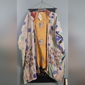 NWT Kantha Bae Wonderlust  Patchwork Kimono Poncho Jacket